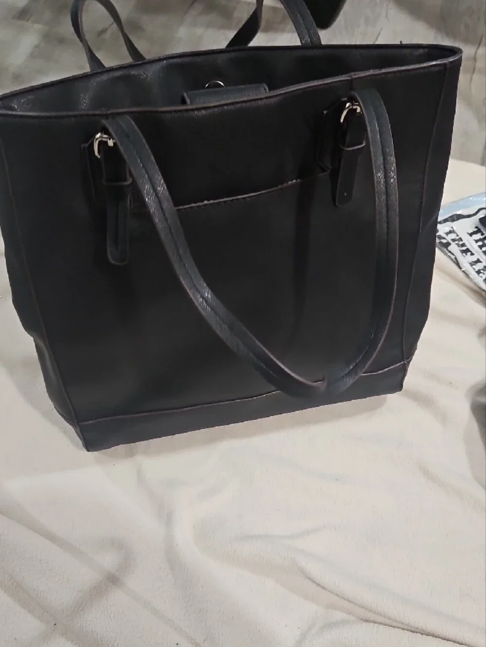 Dana Buchman Black Tote Bag with Front Zip Pocket